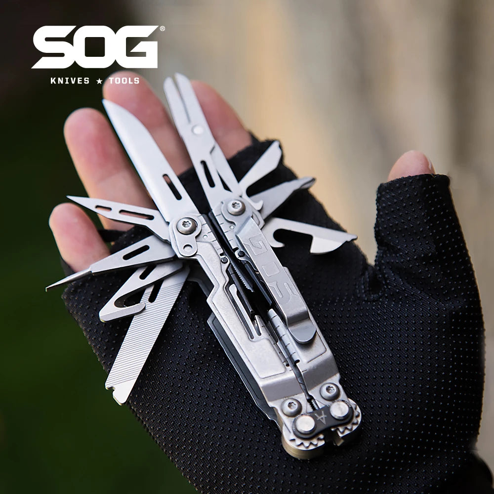 SOG PowerPint 18-in-1 Tactical Multi-Tool with Folding Pliers & Knife - Compact EDC Gear for Outdoor Camping, Survival & Hiking