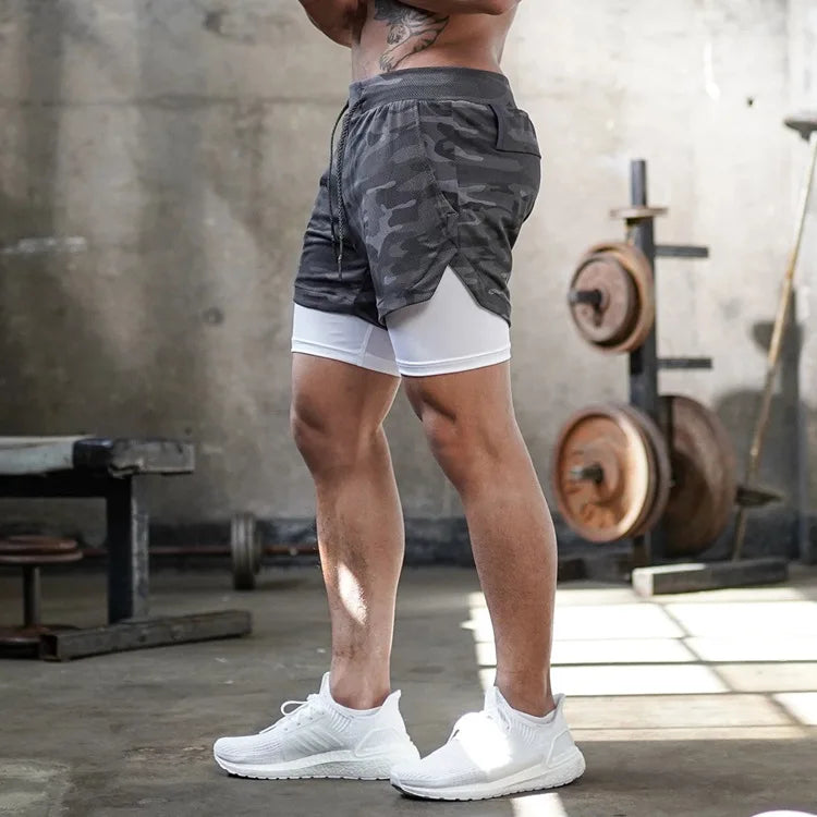 Men’s Camo 2-in-1 Running Shorts
