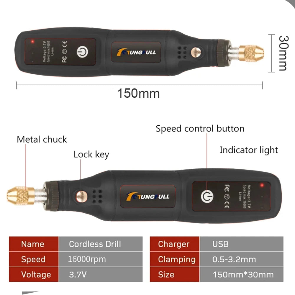Mini Electric Drill – USB Wireless Handheld Rotary Tool