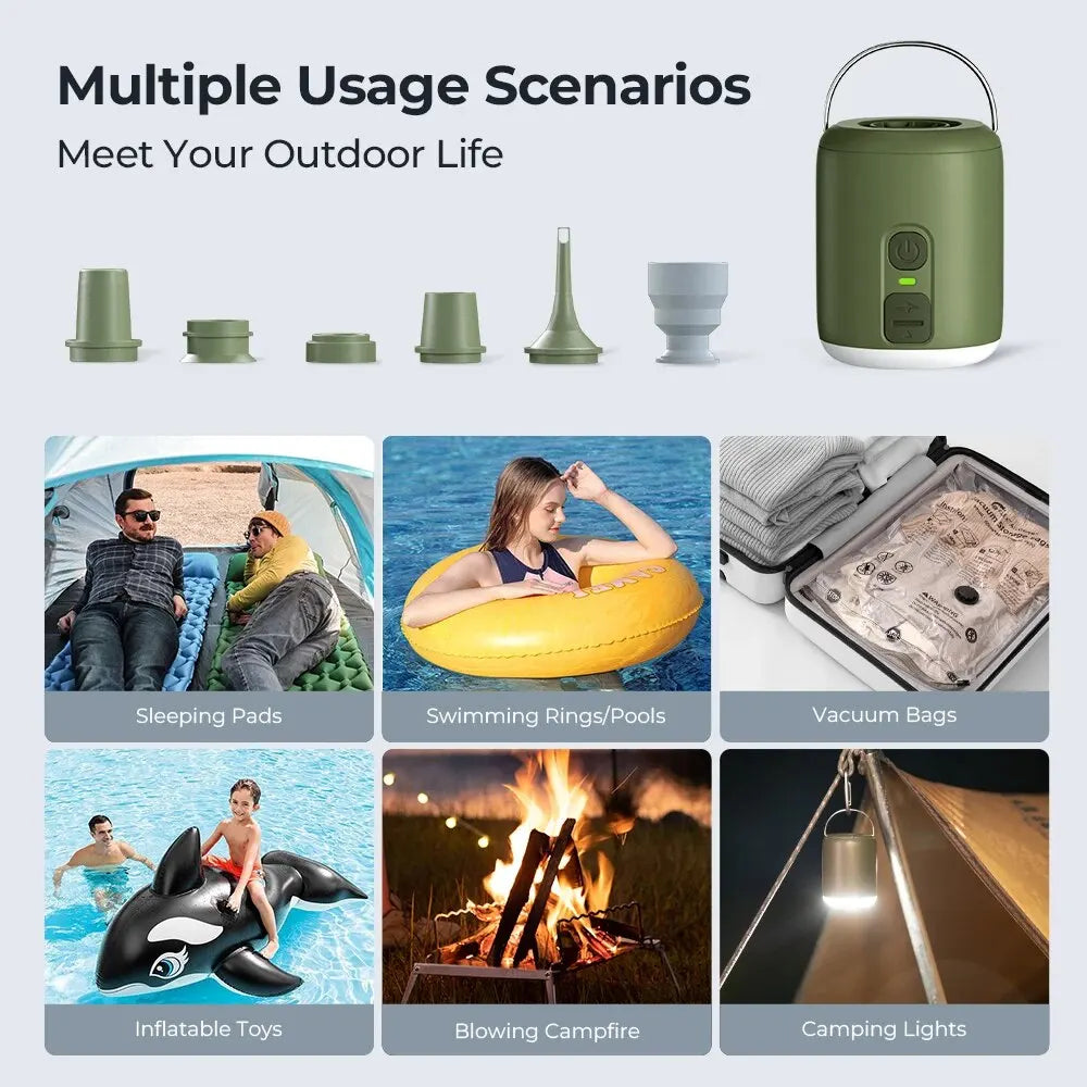 HENGDUAN Portable USB-C Air Pump with Camping Light