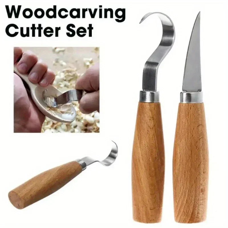 Wood Carving Knife & Chisel – Hook Knife for Spoon, Bowl, and Sculptural Woodworking