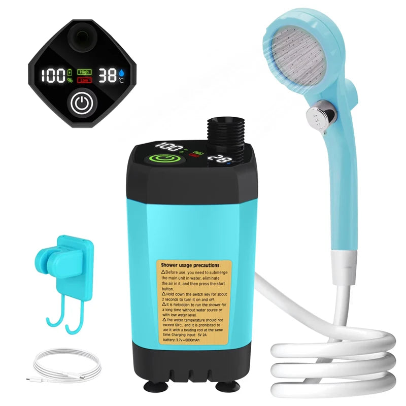 Portable Camping Shower Kit with Digital Display