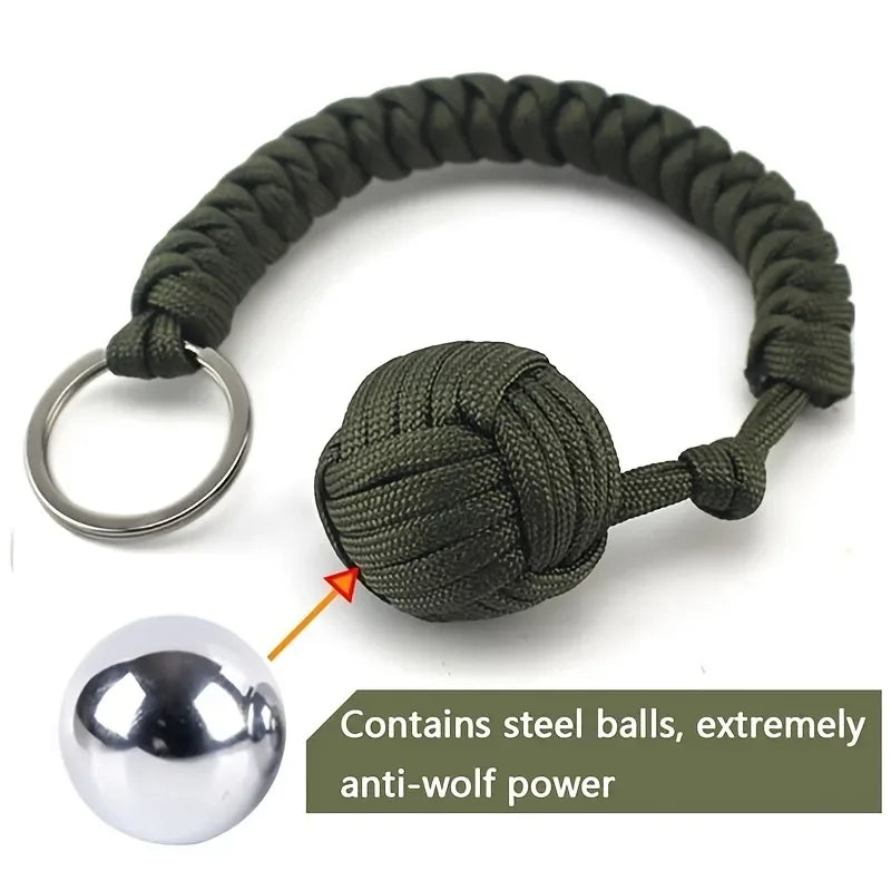 Outdoor Self-Defense Paracord Keychain – Monkey Fist Steel Ball