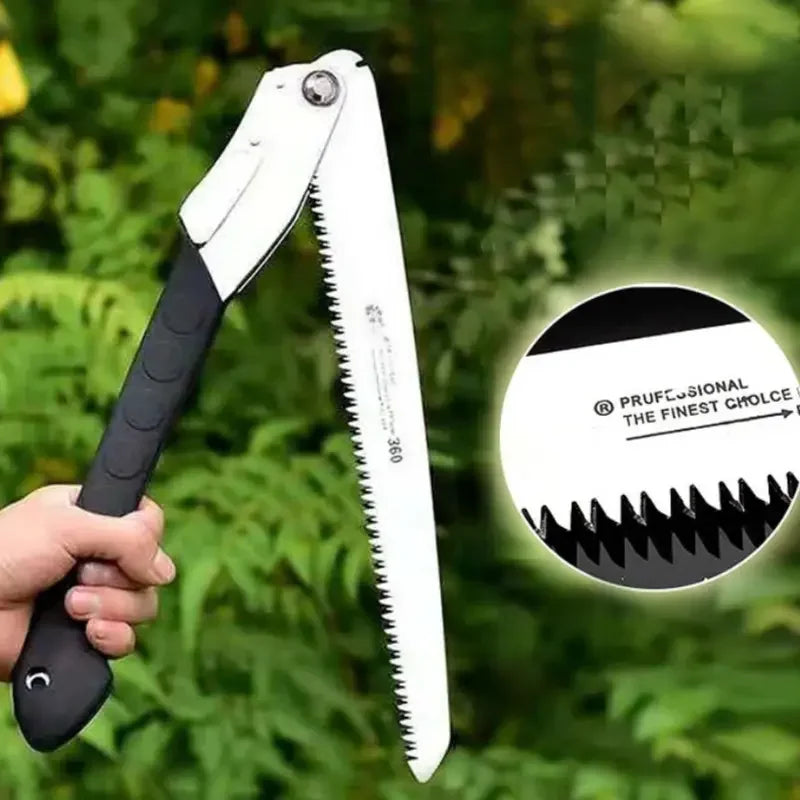 16" Manganese Steel Folding Logging Saw – 3-Sided Tooth Blade & Safety Lock