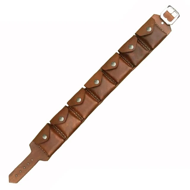 Tusken-Style Ammo Belt Bandolier – PU Leather Cosplay & LARP Cartridge Pouch Set
