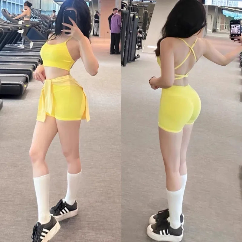 High-Waist Seamless Hip Fitness Shorts