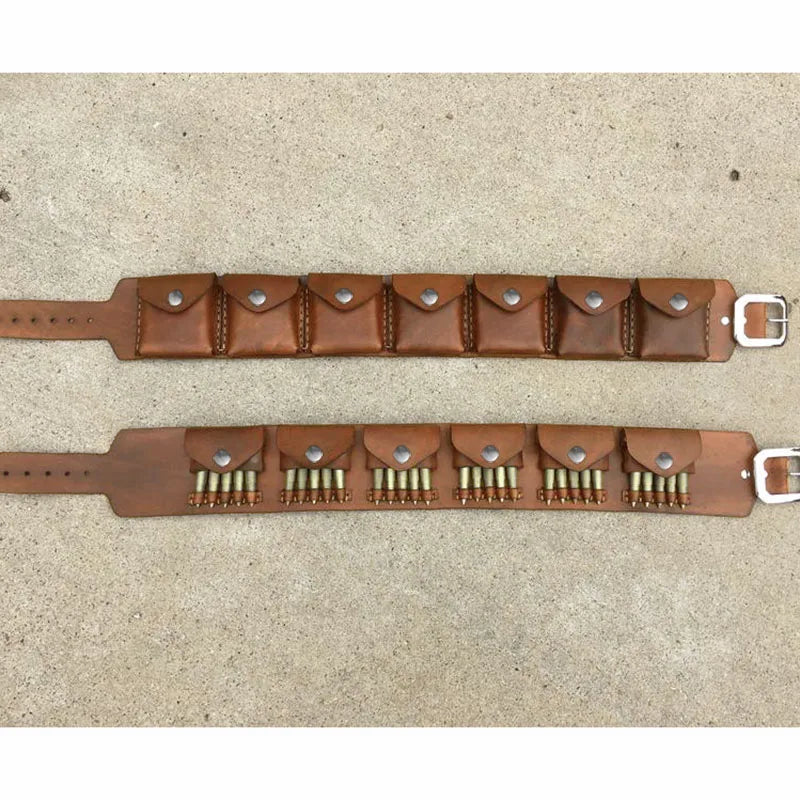 Tusken-Style Ammo Belt Bandolier – PU Leather Cosplay & LARP Cartridge Pouch Set