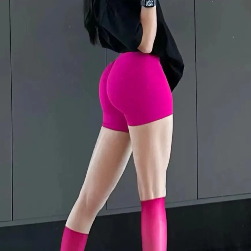 High-Waist Seamless Hip Fitness Shorts