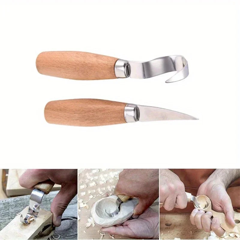Wood Carving Knife & Chisel – Hook Knife for Spoon, Bowl, and Sculptural Woodworking