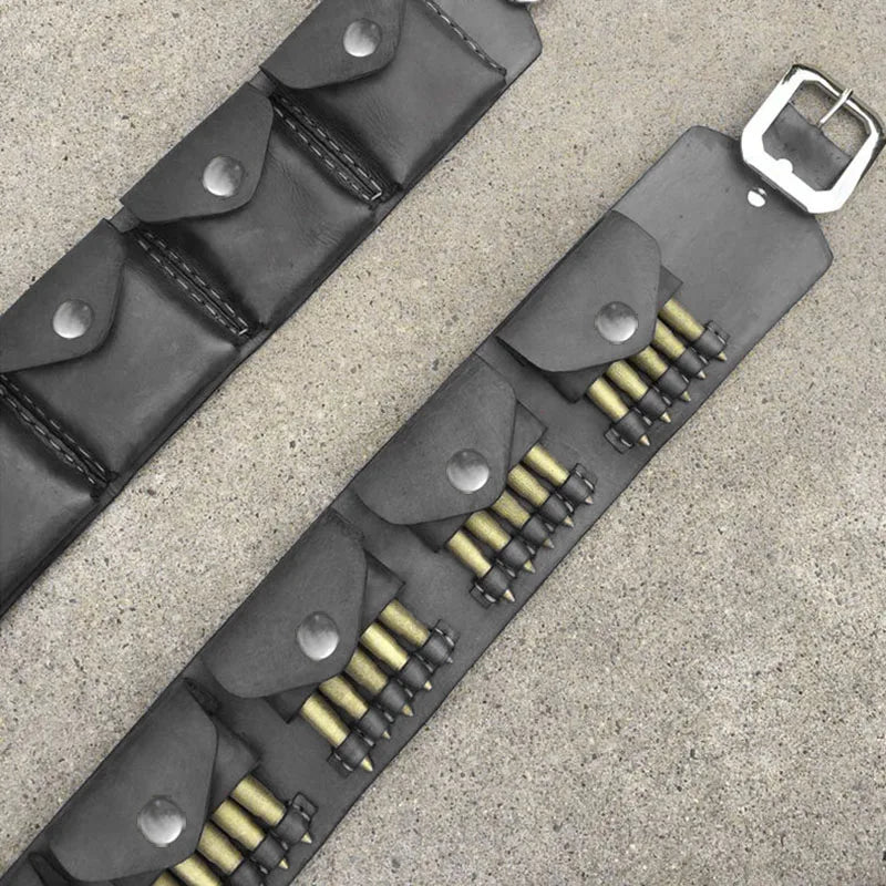 Tusken-Style Ammo Belt Bandolier – PU Leather Cosplay & LARP Cartridge Pouch Set