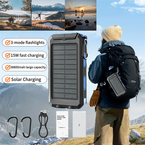 WaterWaterproof Outdoor Solar Power Bank 38800mAh Dual USB Travel Outdoor Solar Mobile Phone Charger Solar Powerbanks For Campingproof Outdoor Solar Power Bank 38800mAh Dual USB Travel Outdoor Solar Mobile Phone Charger Solar Powerbanks For Camping