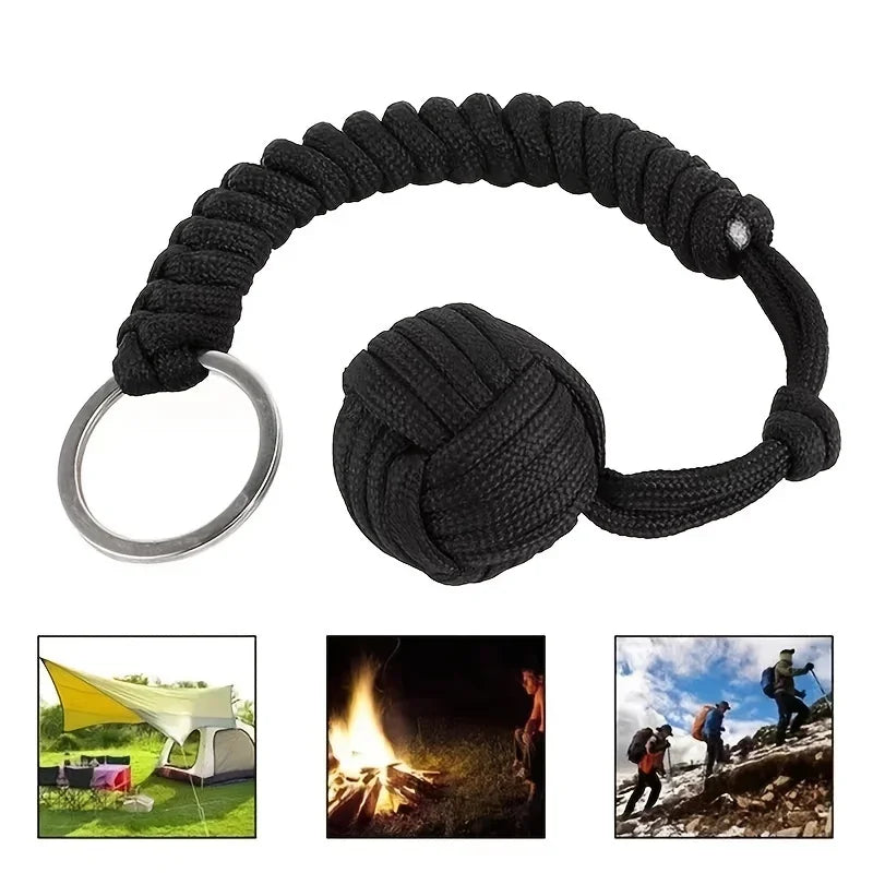Outdoor Self-Defense Paracord Keychain – Monkey Fist Steel Ball