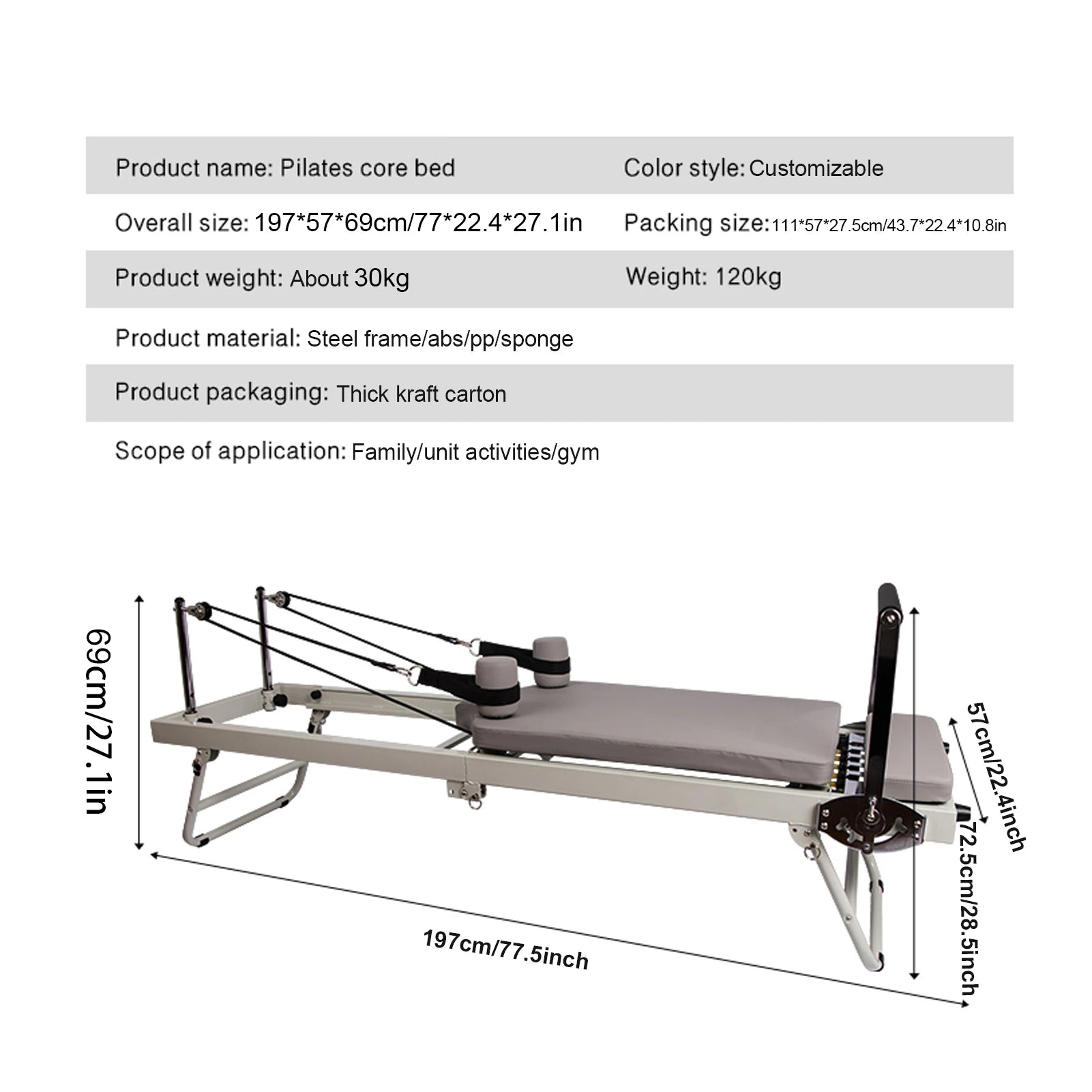 77.5" Reformer Pilates Machine