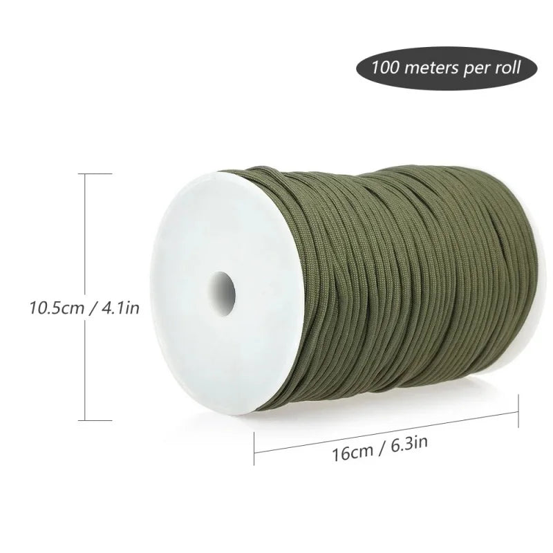 100m 550 Military Paracord Rope – 9-Core, 4mm Outdoor Survival Cord