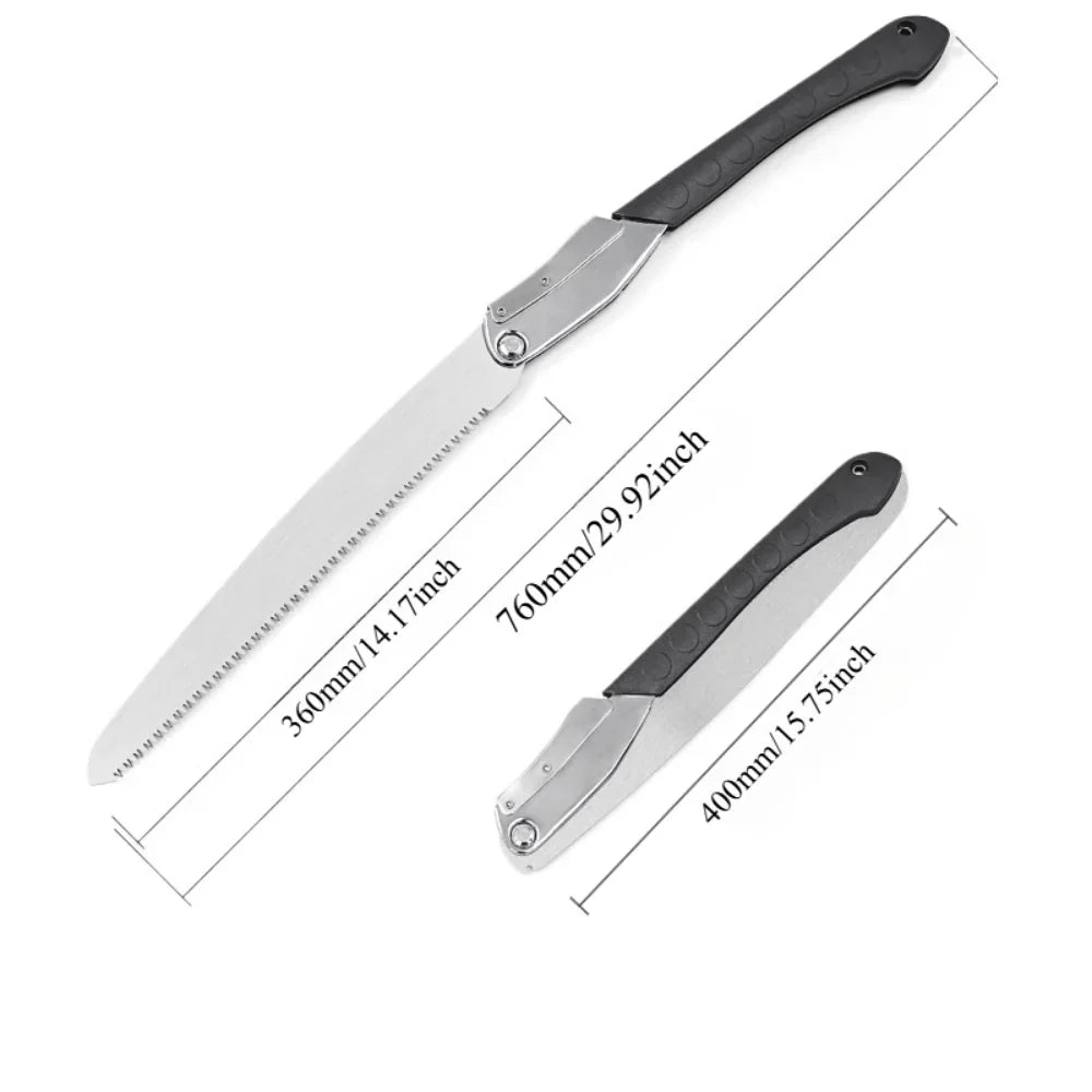 16" Manganese Steel Folding Logging Saw – 3-Sided Tooth Blade & Safety Lock