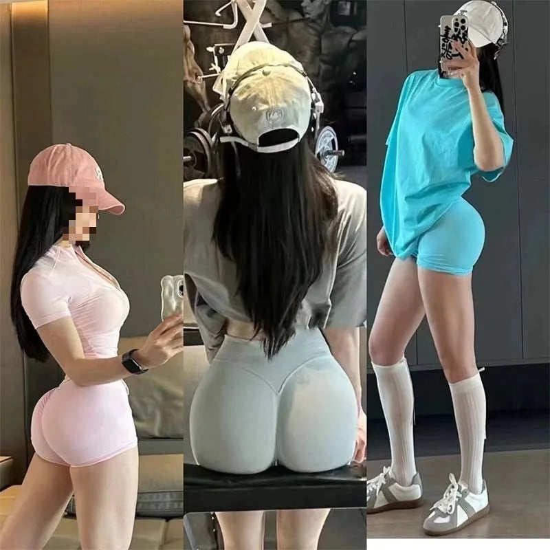 High-Waist Seamless Hip Fitness Shorts