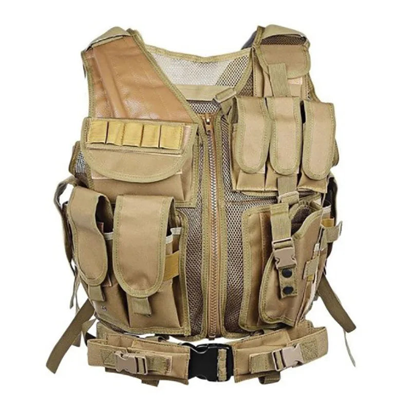 SWAT Army Tactical Vest Multi-Pocket Combat Body Armor for Hunting & Airsoft