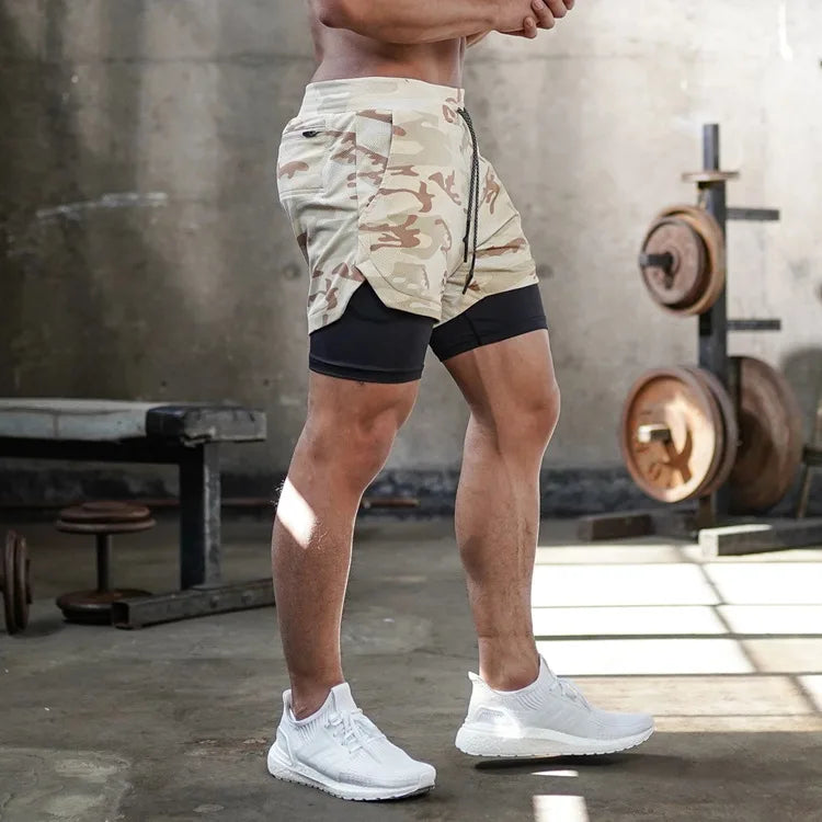 Men’s Camo 2-in-1 Running Shorts