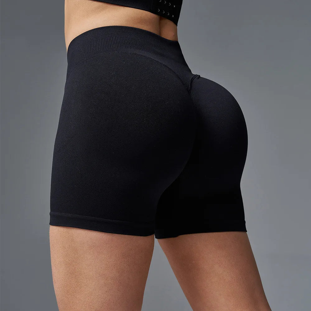 High-Waist Seamless Hip Fitness Shorts
