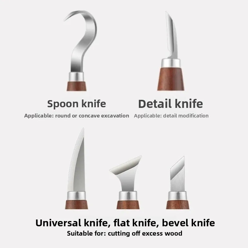 Wood Carving Knife & Hook Chisel — Ergonomic Tools for Beginners & Pros