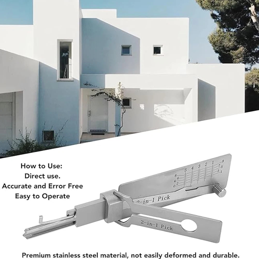 SS001 Stainless Steel Key Decoder 2 In 1 Precision Hook & Pick Set Lock Decoder O-ring Pickup Kit Maintenance Repair Hand Tools