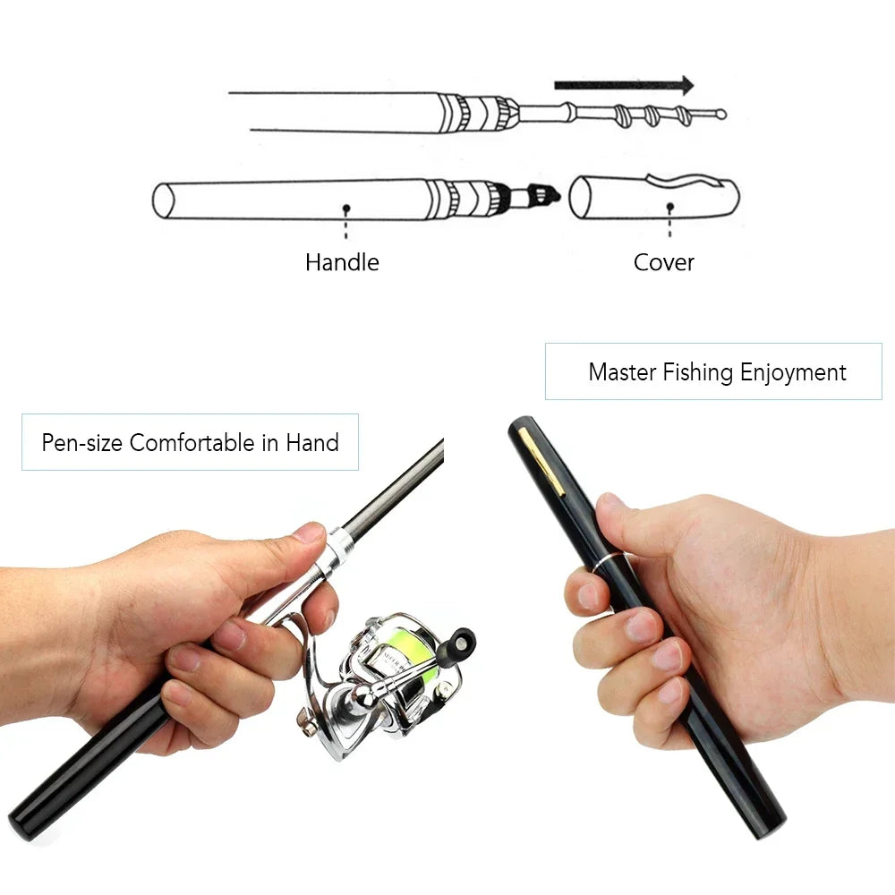 1M Mini Pocket Pen Fishing Rod – Aluminum Alloy Portable Rod & Reel Combo1M Mini Pocket Pen Shape Aluminum Alloy Fishing Rod Portable Baitcasting Rods Pole + Fishing Reel Set Combos Pesca