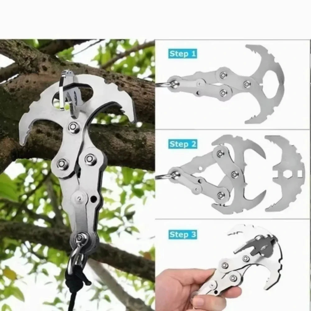 Folding Stainless Steel Grappling Hook Climbing Claw EDC Survival Tool