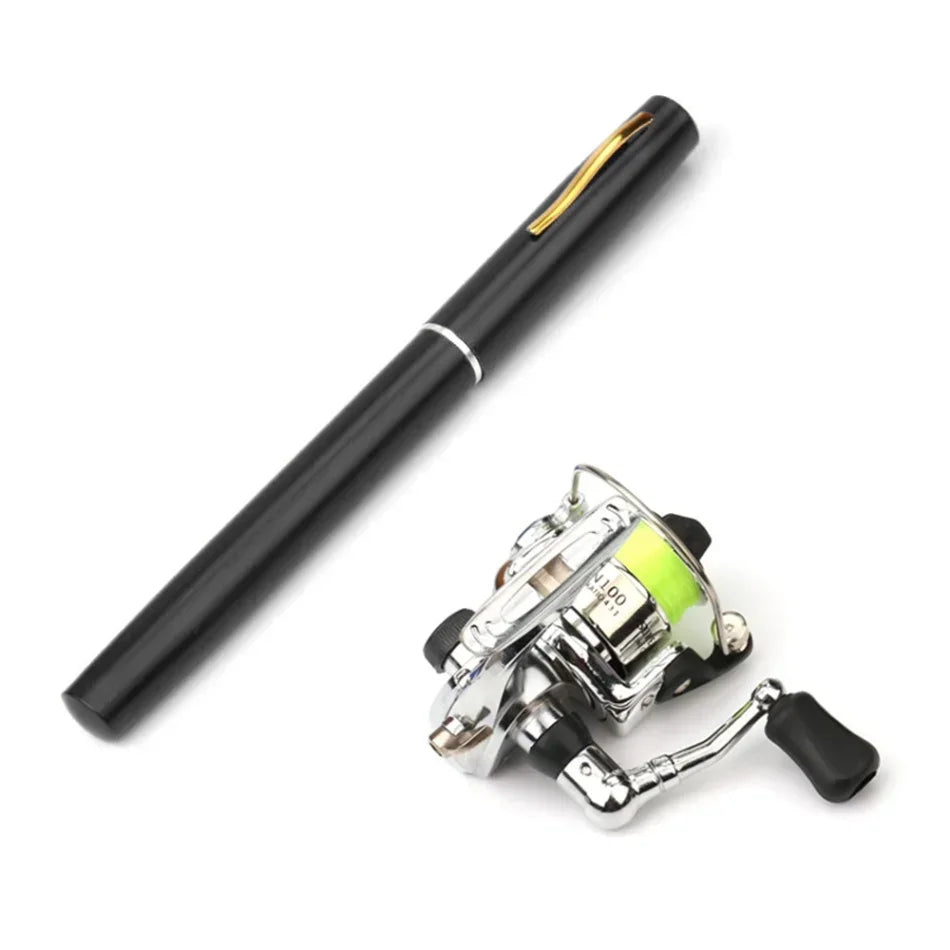 1M Mini Pocket Pen Fishing Rod – Aluminum Alloy Portable Rod & Reel Combo1M Mini Pocket Pen Shape Aluminum Alloy Fishing Rod Portable Baitcasting Rods Pole + Fishing Reel Set Combos Pesca