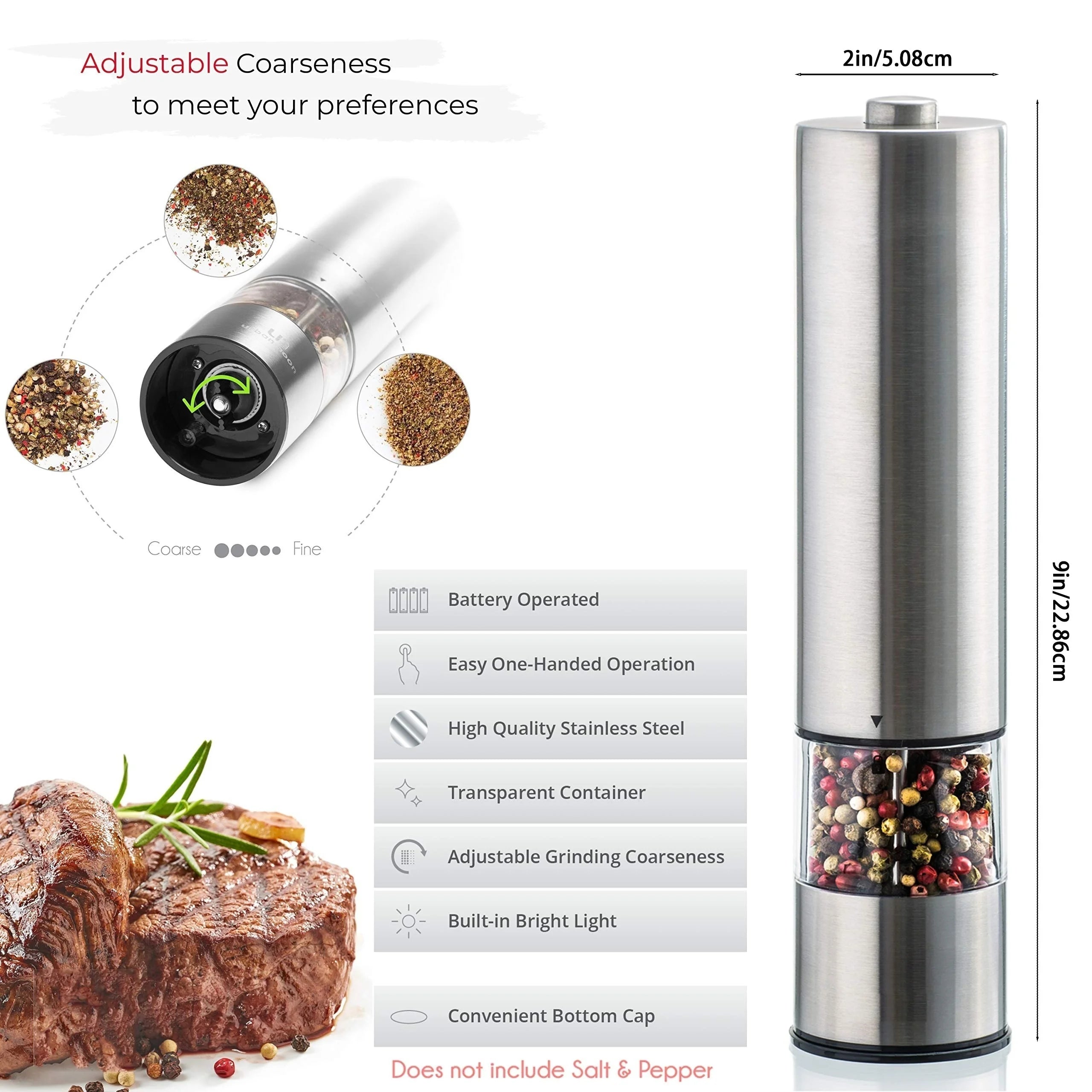 Electric Salt & Pepper Grinder Set