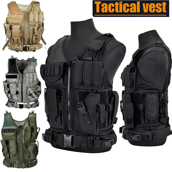 SWAT Army Tactical Vest Multi-Pocket Combat Body Armor for Hunting & Airsoft